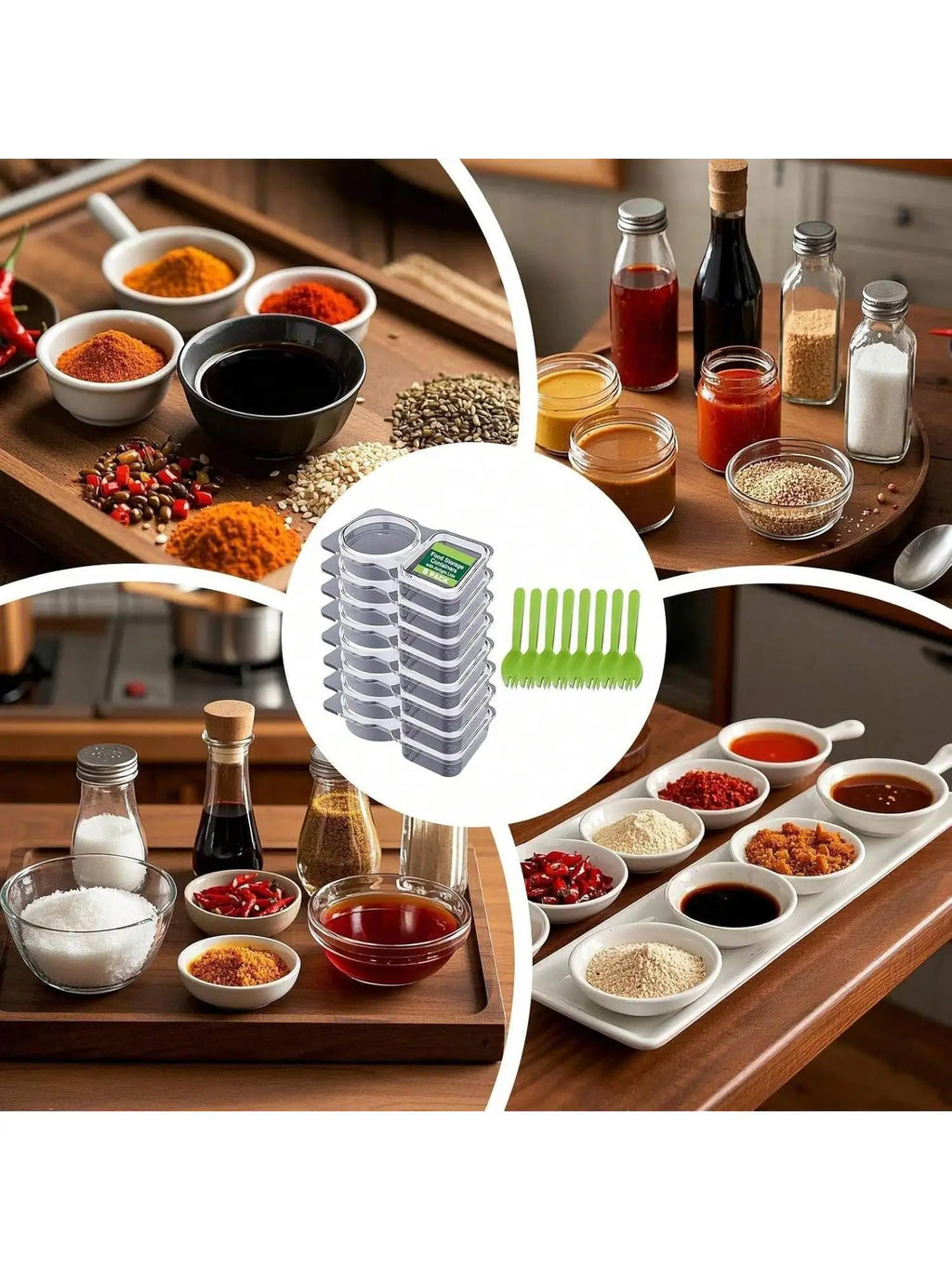 Kitchen Spice Storage Container - Airtight Moisture-Proof Multi-Compartment Seasoning Box, Easy to Clean Durable Portable Holder