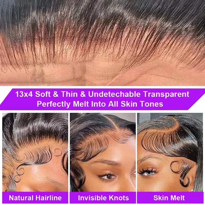 Short Bob 100% Human Hair 13x4 HD Lace Front Wigs Bone Straight 200 Density Transparent Lace Frontal Brazilian Hair Wig