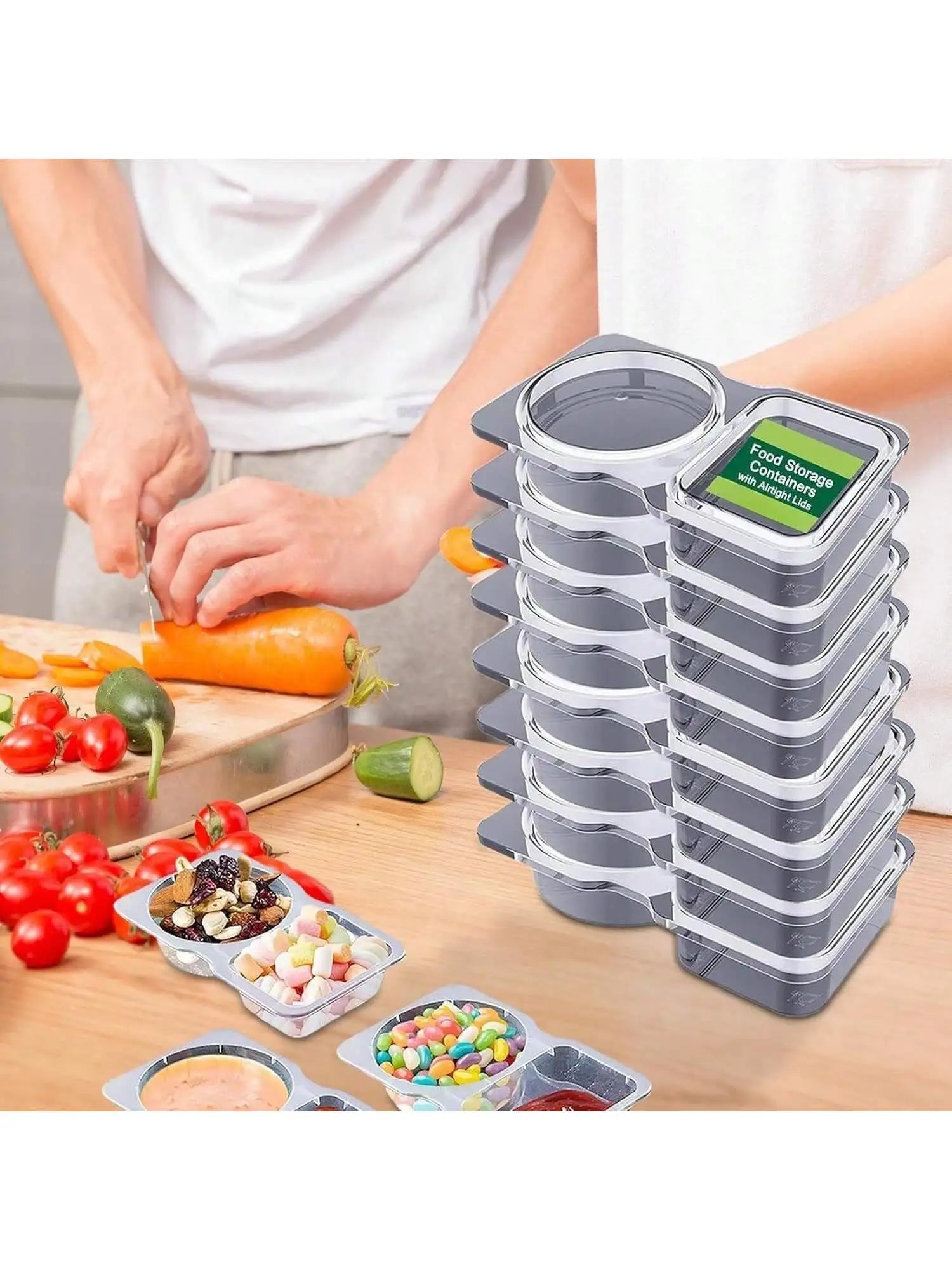 Kitchen Spice Storage Container - Airtight Moisture-Proof Multi-Compartment Seasoning Box, Easy to Clean Durable Portable Holder