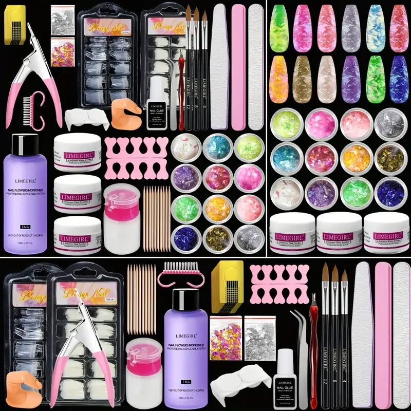 Professional DIY Acrylic Powder Manicure Kit for Beginners Hand Practice Acrylic Nail Paint Tools Acrylic Powder Gift