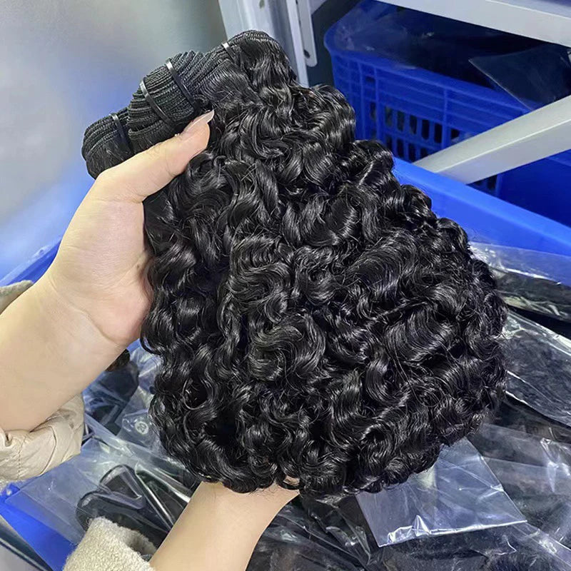 Burmese Curly Hair Bundles Remy Human Hair Double Weft Thick Ends No Shedding No Tangle Natural Black Extensions For All Skin