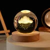 Solar System Planet Sphere 3D Laser Engraved 60mm Crystal Ball Wood Base LED Light Night Lamp