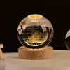 Solar System Planet Sphere 3D Laser Engraved 60mm Crystal Ball Wood Base LED Light Night Lamp