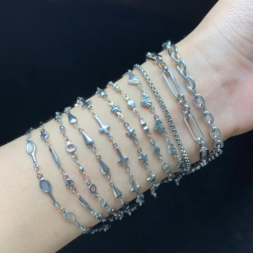 USENSET 11 Styles Charm Bracelet Necklace Women Jewelry Stainless Steel Rope Chains Stars Bangles Never Rub Off Bracelets Gifts