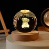 Solar System Planet Sphere 3D Laser Engraved 60mm Crystal Ball Wood Base LED Light Night Lamp