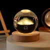 Solar System Planet Sphere 3D Laser Engraved 60mm Crystal Ball Wood Base LED Light Night Lamp