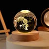 Solar System Planet Sphere 3D Laser Engraved 60mm Crystal Ball Wood Base LED Light Night Lamp
