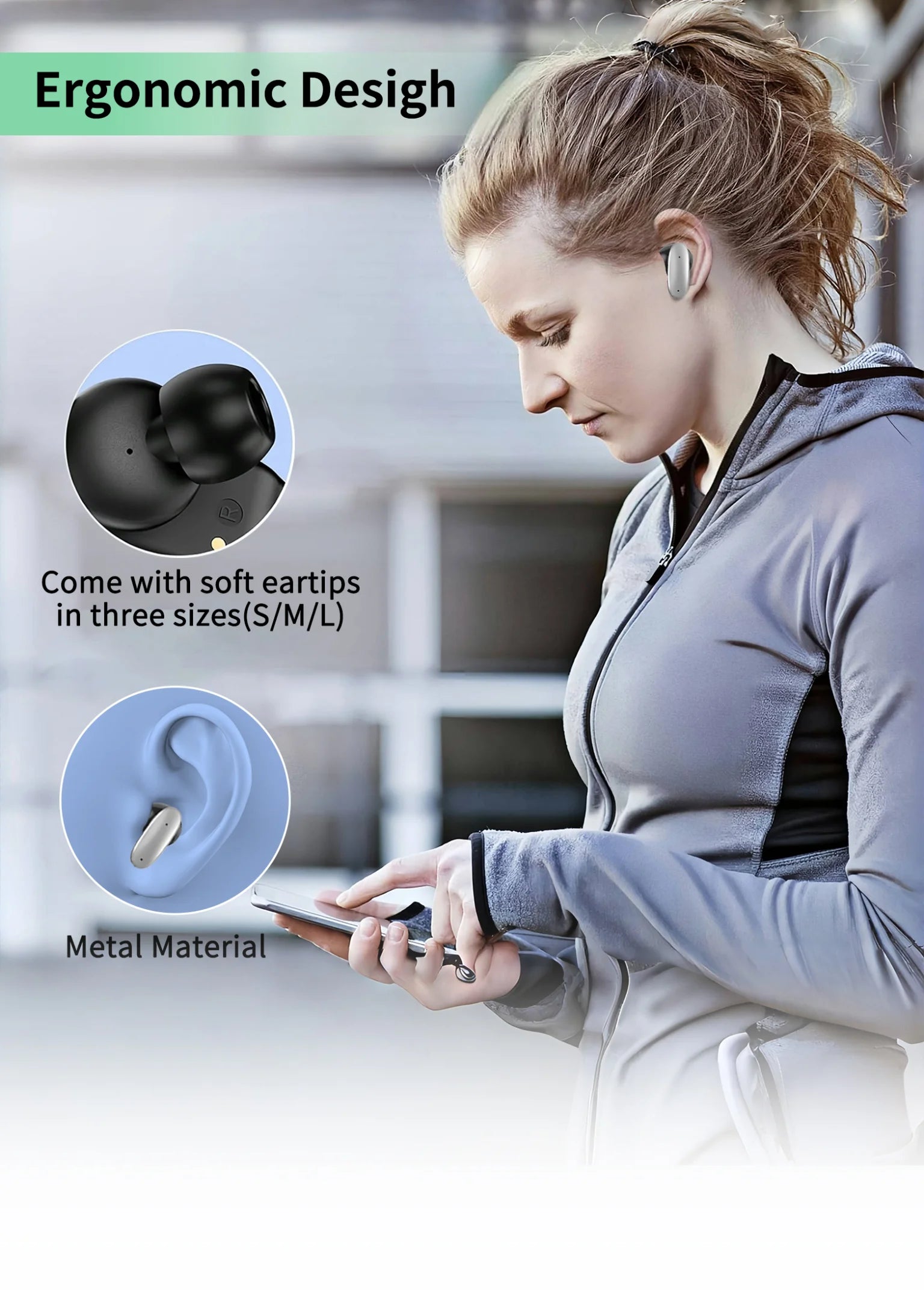 ANC Small Size TWS Earbuds Noise Cancelling Headphones Stereo Sound Music Earpiece Touch Control in Ear Earphone Head-Telephone