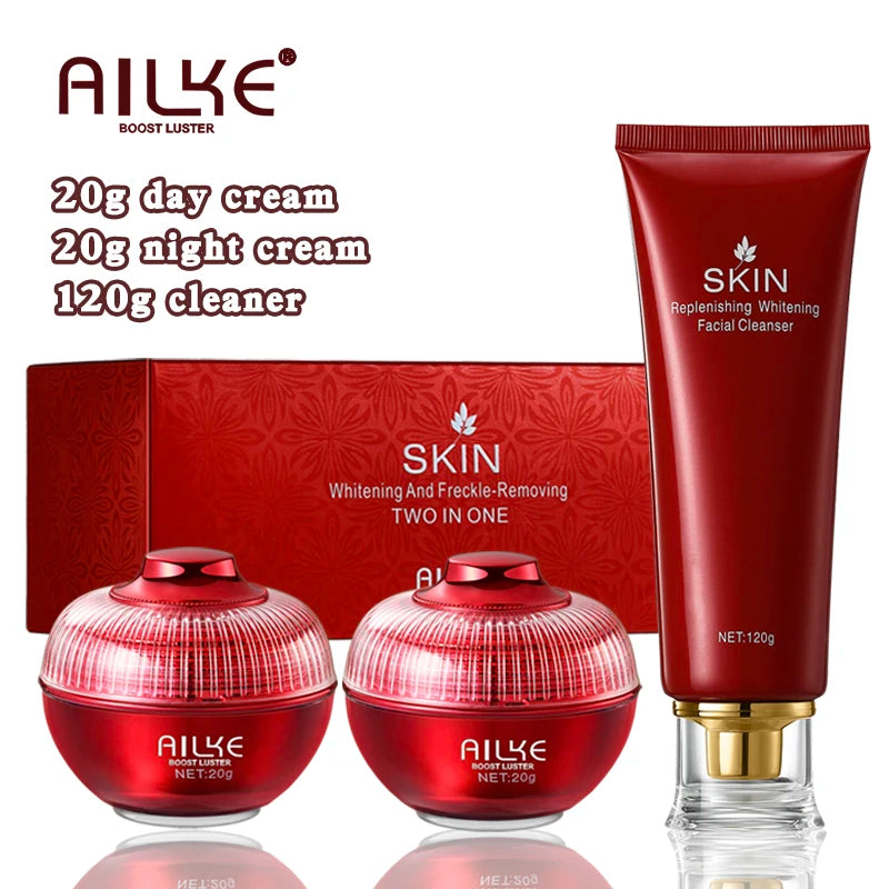AILKE Brightening Day & Night Face Cream, Anti-Aging, Moisturizing, Lightening, Stains Remove Facial Skin Care Cosmetics