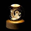 Solar System Planet Sphere 3D Laser Engraved 60mm Crystal Ball Wood Base LED Light Night Lamp