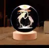 Solar System Planet Sphere 3D Laser Engraved 60mm Crystal Ball Wood Base LED Light Night Lamp