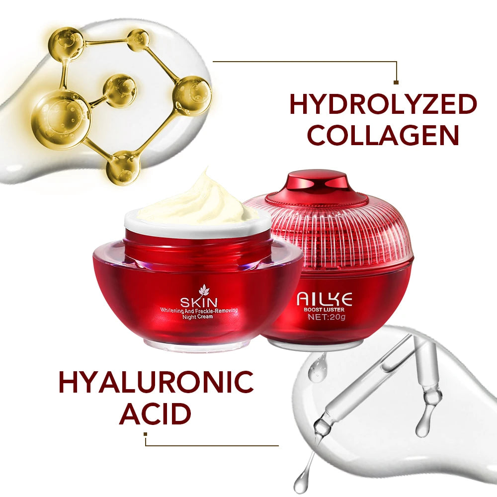 AILKE Brightening Day & Night Face Cream, Anti-Aging, Moisturizing, Lightening, Stains Remove Facial Skin Care Cosmetics