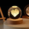 Solar System Planet Sphere 3D Laser Engraved 60mm Crystal Ball Wood Base LED Light Night Lamp