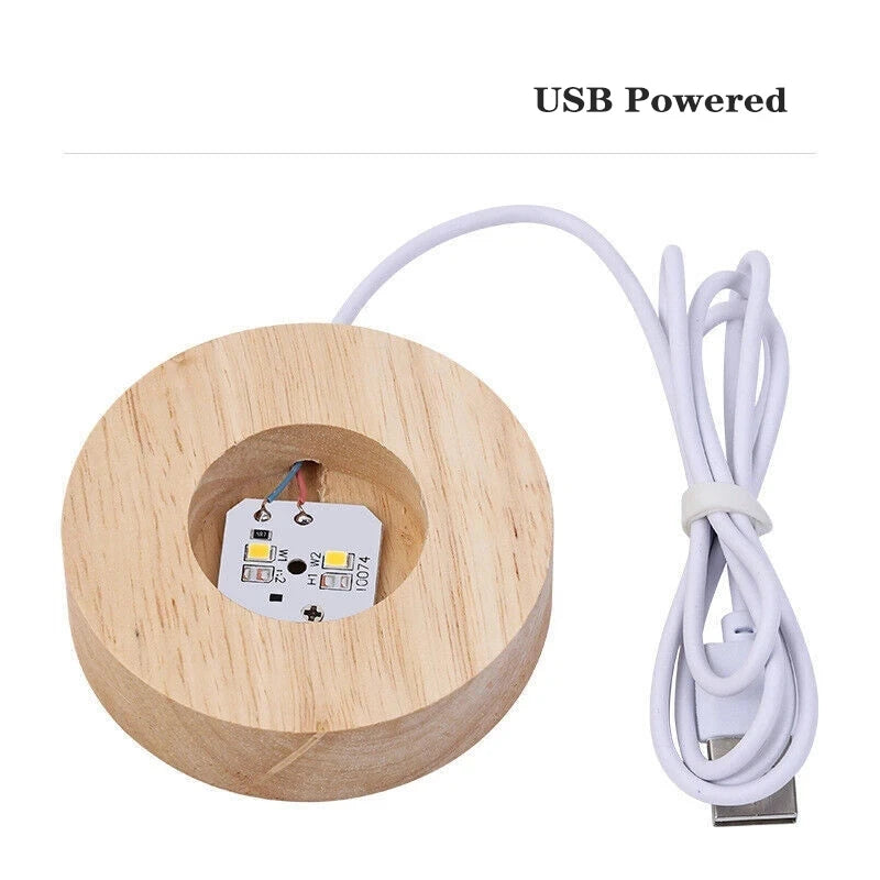 Solar System Planet Sphere 3D Laser Engraved 60mm Crystal Ball Wood Base LED Light Night Lamp