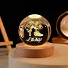 Solar System Planet Sphere 3D Laser Engraved 60mm Crystal Ball Wood Base LED Light Night Lamp