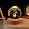 Solar System Planet Sphere 3D Laser Engraved 60mm Crystal Ball Wood Base LED Light Night Lamp