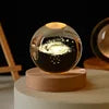 Solar System Planet Sphere 3D Laser Engraved 60mm Crystal Ball Wood Base LED Light Night Lamp