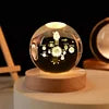Solar System Planet Sphere 3D Laser Engraved 60mm Crystal Ball Wood Base LED Light Night Lamp