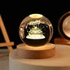 Solar System Planet Sphere 3D Laser Engraved 60mm Crystal Ball Wood Base LED Light Night Lamp