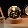 Solar System Planet Sphere 3D Laser Engraved 60mm Crystal Ball Wood Base LED Light Night Lamp