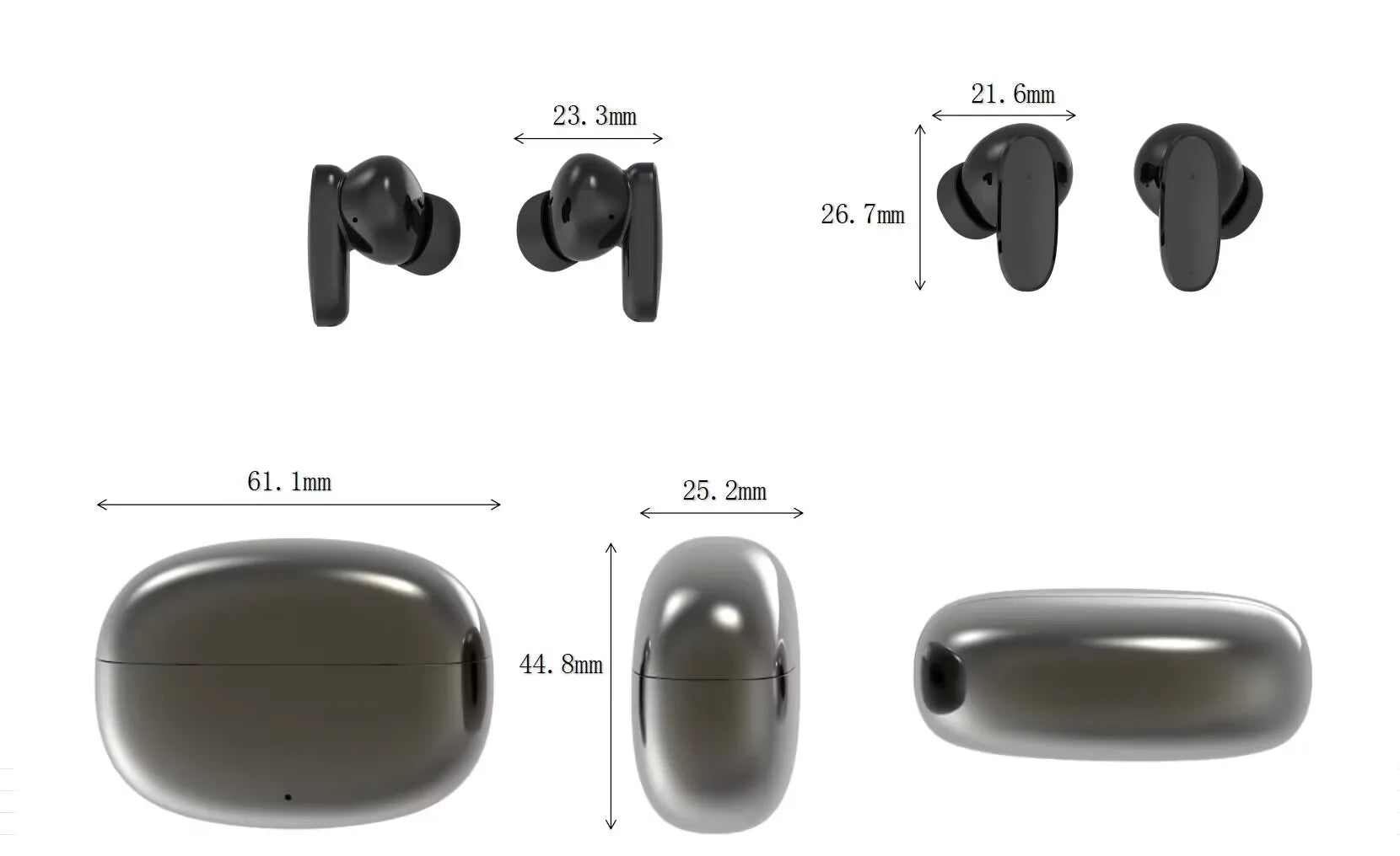 ANC Small Size TWS Earbuds Noise Cancelling Headphones Stereo Sound Music Earpiece Touch Control in Ear Earphone Head-Telephone