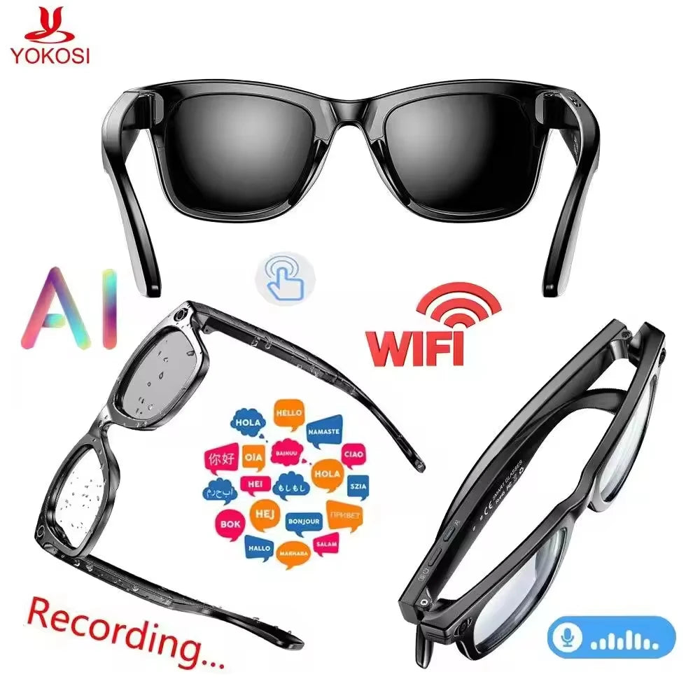 Fashion Smart V03 AI Translation Wireless Glasses Black Sunglasses Taking Photos Video Music AI Asisstant AI Shooting Glasses