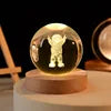 Solar System Planet Sphere 3D Laser Engraved 60mm Crystal Ball Wood Base LED Light Night Lamp