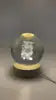 Solar System Planet Sphere 3D Laser Engraved 60mm Crystal Ball Wood Base LED Light Night Lamp