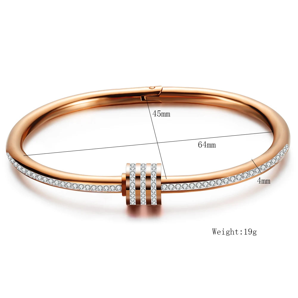 Luxury Crystal Beaded Bracelet Bangles For Women Fashion Jewelry Stainless Steel Charm Accessories Bangle With Factory Price