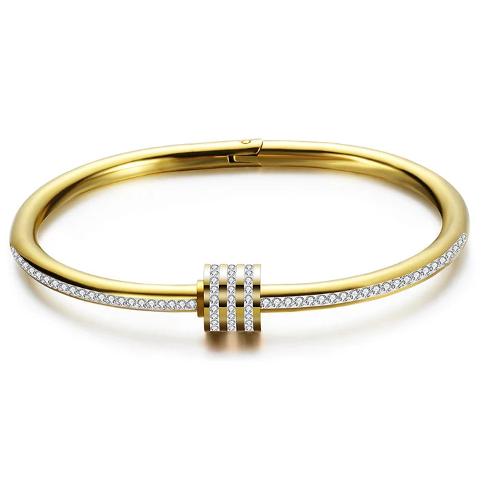 Luxury Crystal Beaded Bracelet Bangles For Women Fashion Jewelry Stainless Steel Charm Accessories Bangle With Factory Price