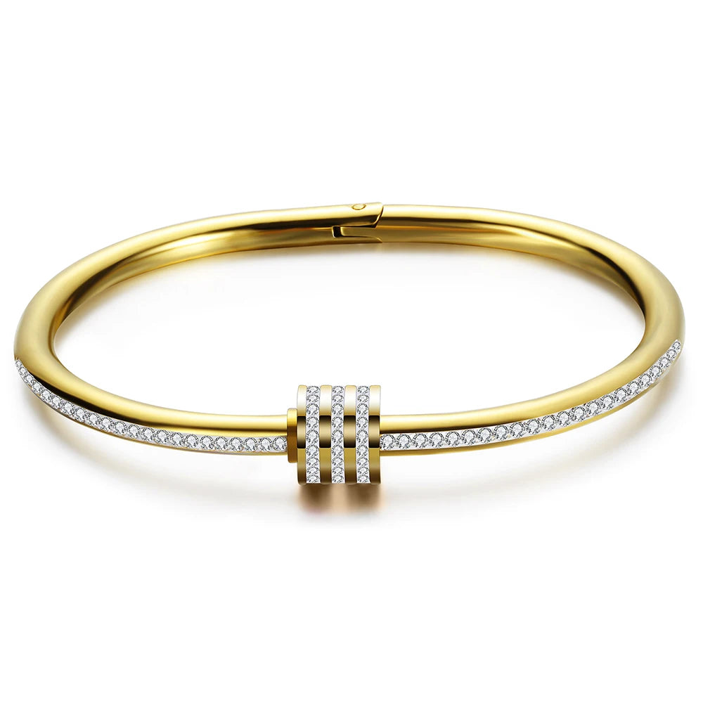 Luxury Crystal Beaded Bracelet Bangles For Women Fashion Jewelry Stainless Steel Charm Accessories Bangle With Factory Price