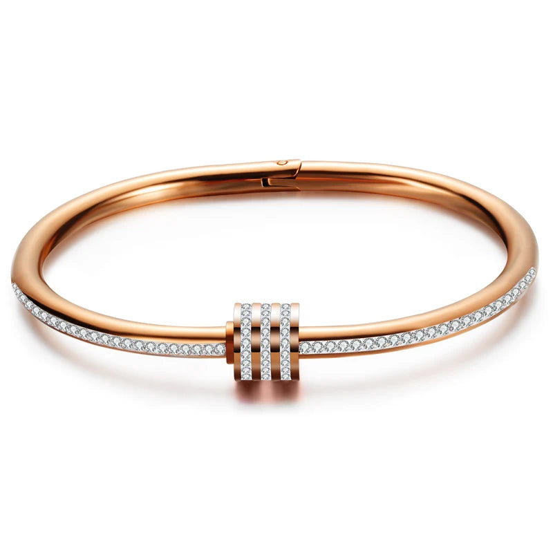 Luxury Crystal Beaded Bracelet Bangles For Women Fashion Jewelry Stainless Steel Charm Accessories Bangle With Factory Price