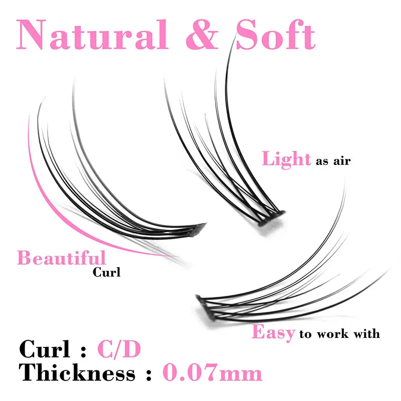 Kimcci 120pcs Premium Mink Individual Dovetail Eyelash Lashes