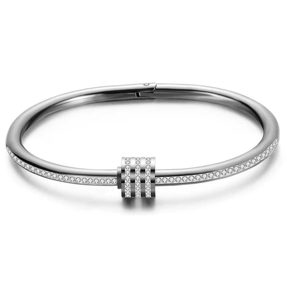 Luxury Crystal Beaded Bracelet Bangles For Women Fashion Jewelry Stainless Steel Charm Accessories Bangle With Factory Price