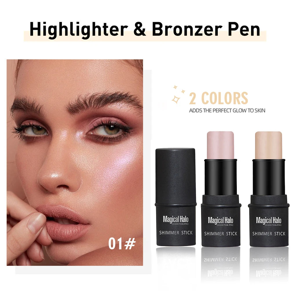 Magical Halo Highlighter Stick Glitter Contouring Bronzer For Face Shimmer Powder Highlight Corrector Contour Illuminator Makeup