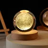 Solar System Planet Sphere 3D Laser Engraved 60mm Crystal Ball Wood Base LED Light Night Lamp