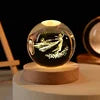 Solar System Planet Sphere 3D Laser Engraved 60mm Crystal Ball Wood Base LED Light Night Lamp