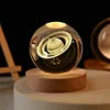 Solar System Planet Sphere 3D Laser Engraved 60mm Crystal Ball Wood Base LED Light Night Lamp