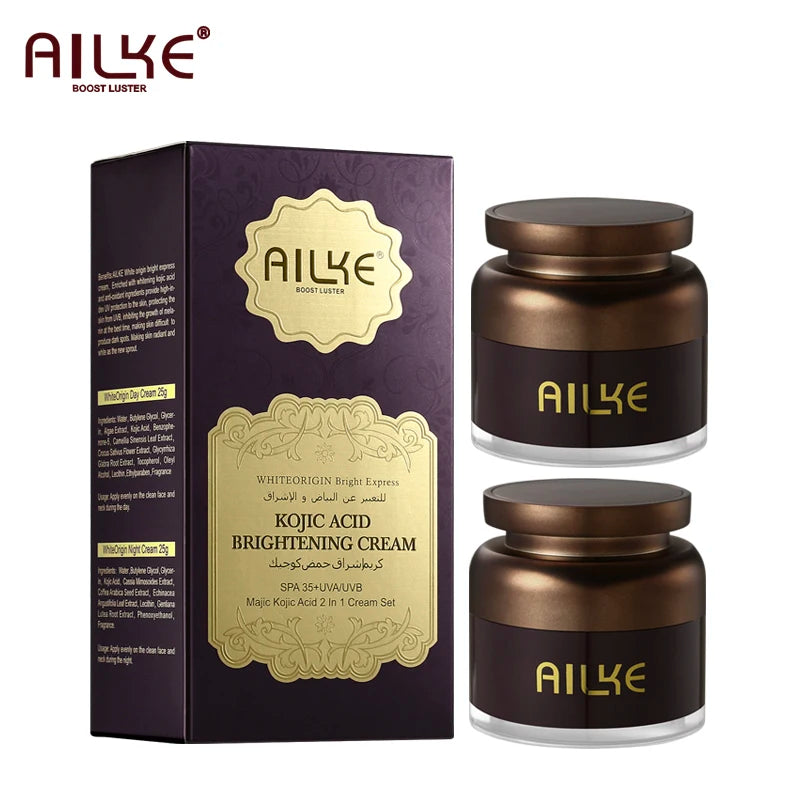 AILKE Kojic Acid Whitening Face Care Set, Remove Dark Spots, Freckles, Hyperpigmentation, Spf Sunscreen Facial Skin Moisturizer