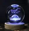Solar System Planet Sphere 3D Laser Engraved 60mm Crystal Ball Wood Base LED Light Night Lamp