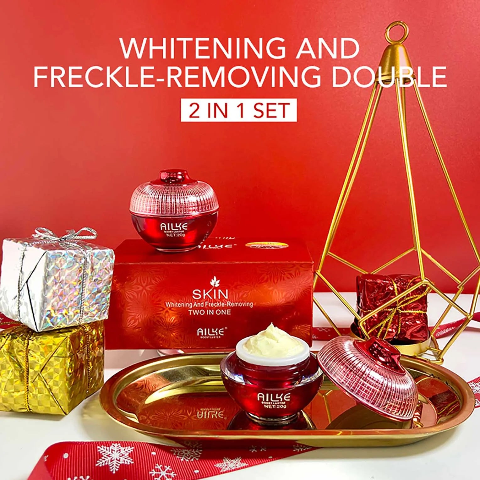 AILKE Brightening Day & Night Face Cream, Anti-Aging, Moisturizing, Lightening, Stains Remove Facial Skin Care Cosmetics