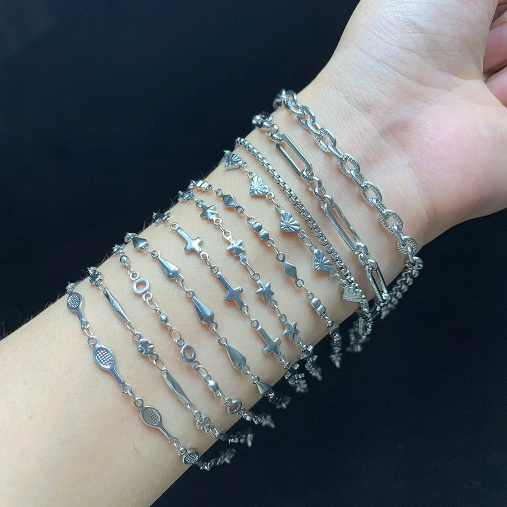USENSET 11 Styles Charm Bracelet Necklace Women Jewelry Stainless Steel Rope Chains Stars Bangles Never Rub Off Bracelets Gifts