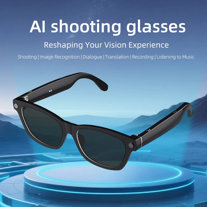 Fashion Smart V03 AI Translation Wireless Glasses Black Sunglasses Taking Photos Video Music AI Asisstant AI Shooting Glasses