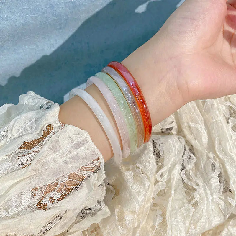 Natural Thin Bracelet Handcarved Agate Bangle Bracelets Women Glass Bangle Jade Jewelry Jadeite Jade Bangles Bracelet for Women