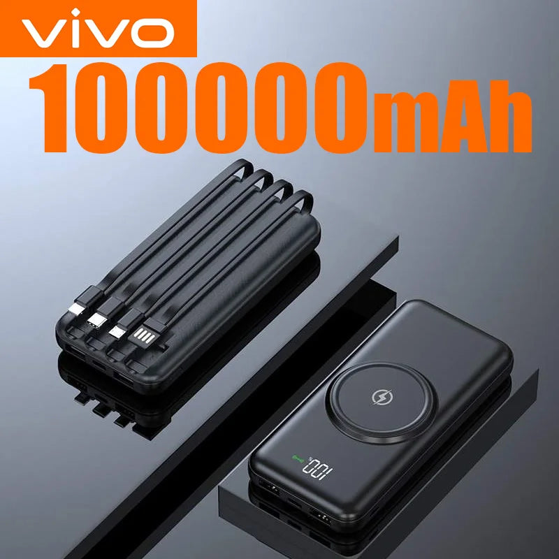 VIVO 200000mAh Power Bank Wireless Charging Power Bank Portable Mobile Power Digital Display 4 Wire For iPhone Samsung Huawei