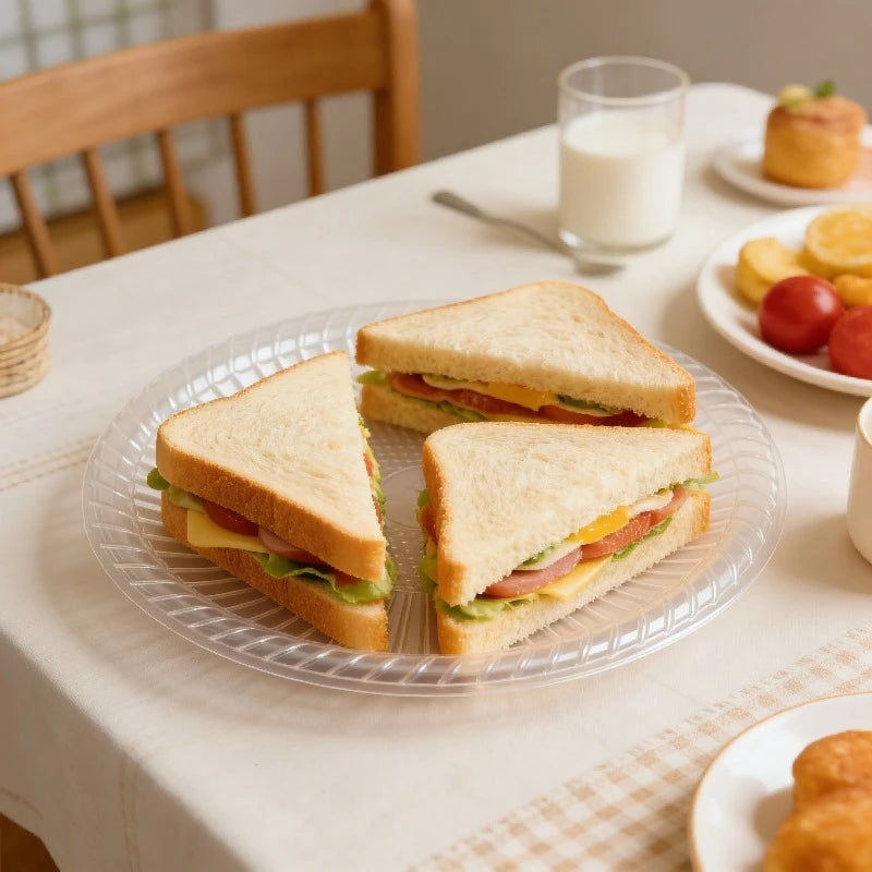 10/20/30PCS Disposable Plastic Plates Transparent Fruit Plates Dessert Salad Kitchen Family Gatherings Christmas Party Supplies