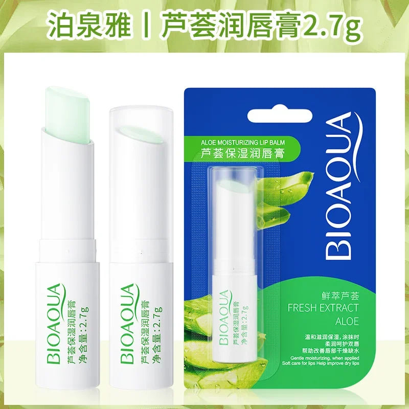 BIOAQUA Natural Aloe Moisturizing Lip Balm Colorless Refine Repair Lip Wrinkles for Woman Winter Lip Care 1 Pcs