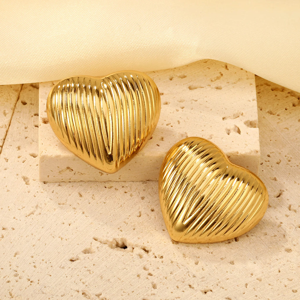 LUXUSTEEL Shell Water Drop Golden Imitaiton Pearl Women Stud Earrings Stainless Steel Heart Female Earring Elegant Jewelry Gifts