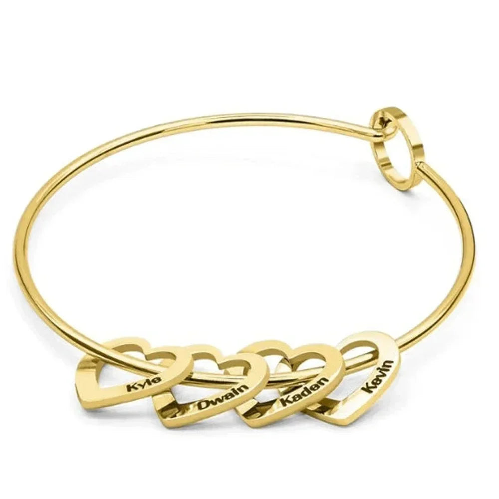Personalized Bracelet for Women Stainless Steel Love Charms with Carving Name Adjustable Bangle Custom Jewelry Pulseras De Mujer