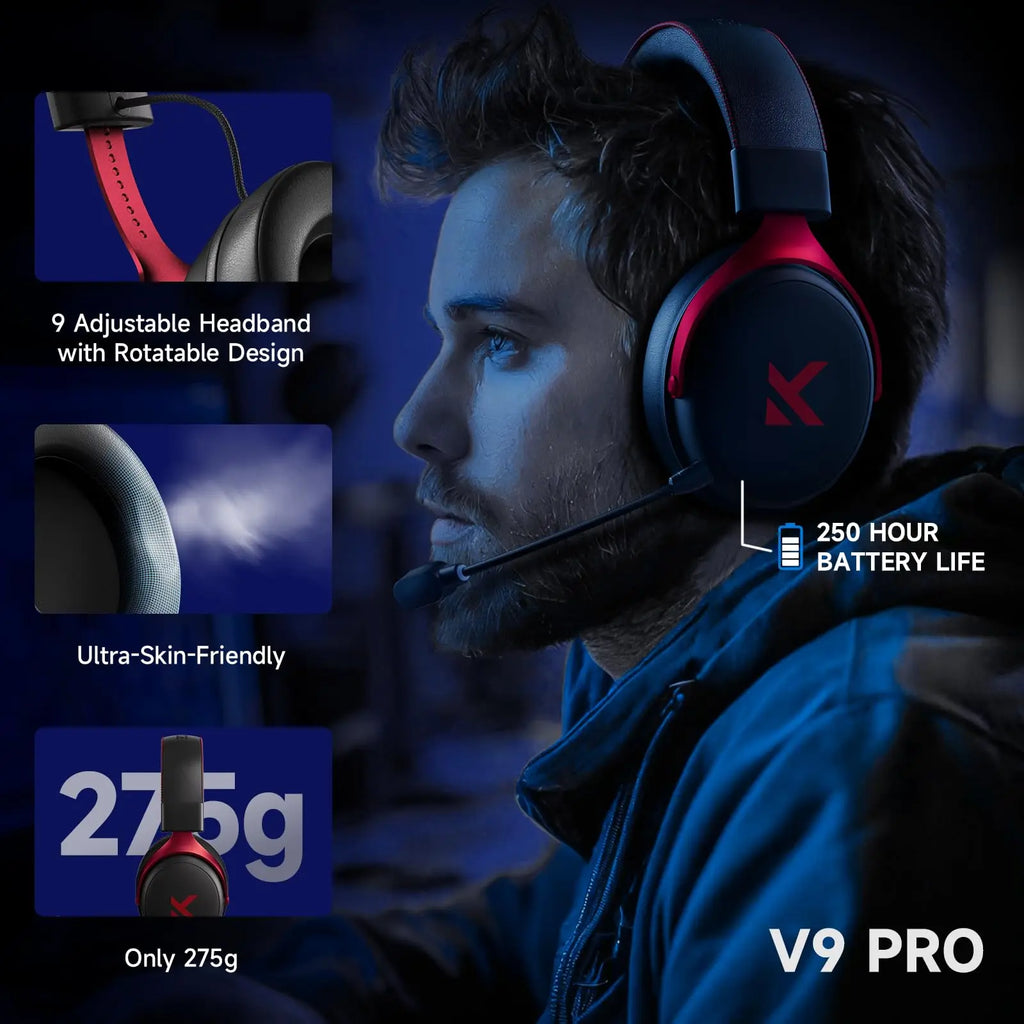 Wireless Gaming Headset Surround Sound Headphones Noise Canceling